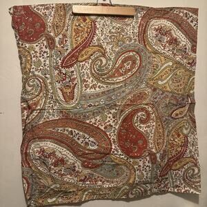 Pottery Barn Harper Paisley Floral Cream Euro Pillow Shams Pair Gold Sage Rust